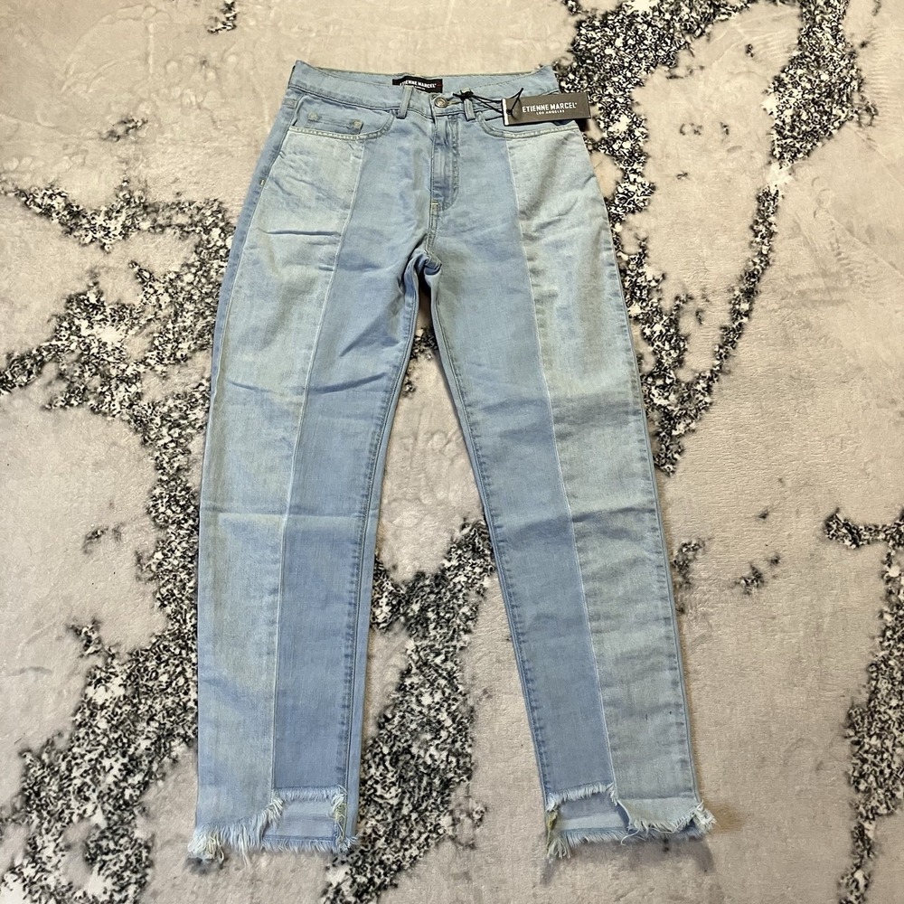 Etienne Marcel Jeans Womens Size 24 Blue Two-tone with Frayed Hem‎ Cotton